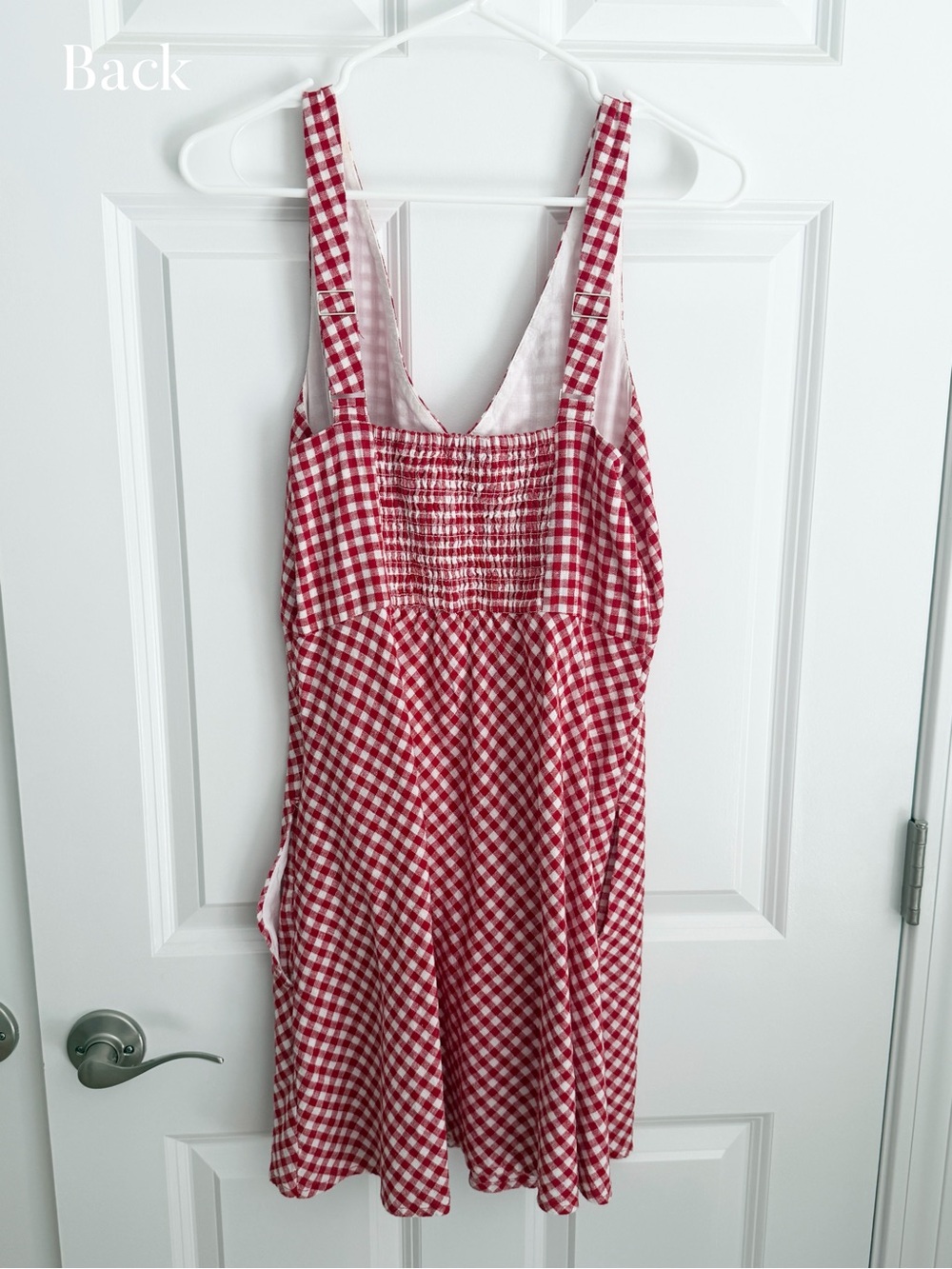 SOLD Abercrombie Red Gingham Linen Mini Dress - Picture 4 of 8